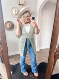 Sage Crocheted Kimono