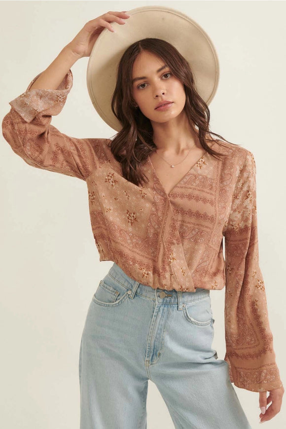 Paisley Patch Print Top