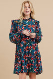 Teal Floral Fall Dress