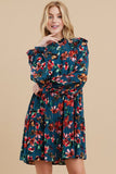 Teal Floral Fall Dress