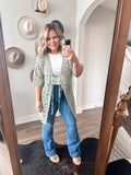 Sage Crocheted Kimono