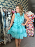 Laced Up Aqua Dress