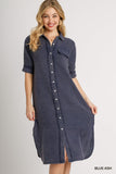Blue Gauzy Button Up Dress