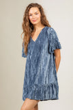 Crushing On You Velvet Dress in Blue