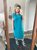 Scoop Neck Midi Dress in Teal