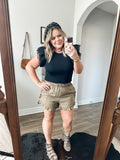 Dark Mocha Linen Blend Shorts