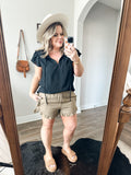 Dark Mocha Linen Blend Shorts