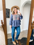 Blue Embroidered Maggie Top