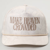 MAKE HEAVEN CROWDED Embroidered White Camo Trucker Hat