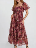Fall Garden Party Dress - Merlot
