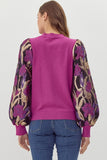 Magenta Accent Sleeve Sweater