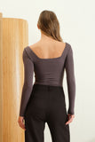 Charcoal Square Neck Bodycon Top