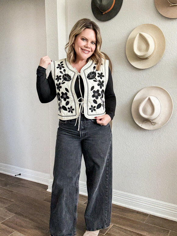 The Hazel Vest - Cream + Black