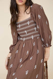 Chocolate Embroidered Midi Dress