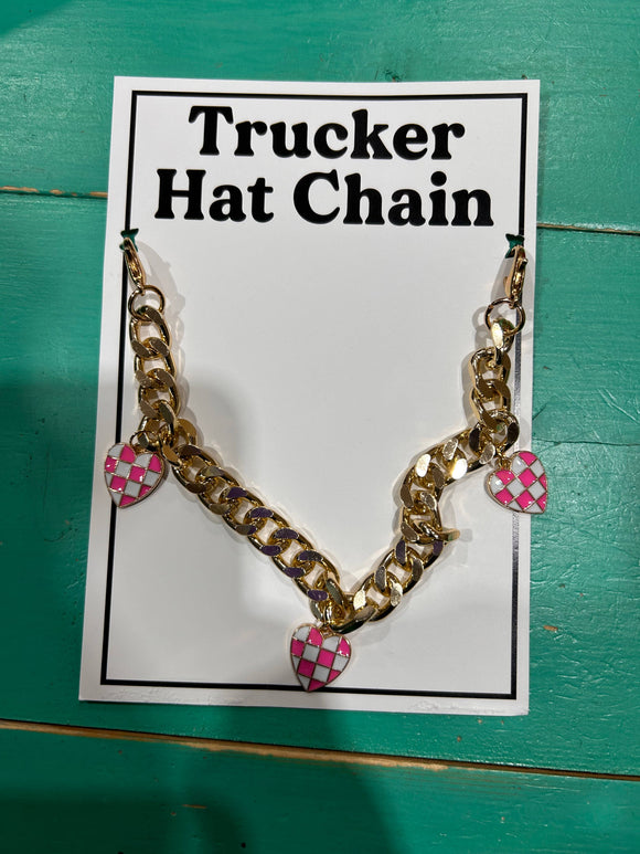 Gold Checkered Heart Trucker Hat Chain