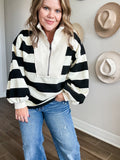 Black + White Striped Pullover