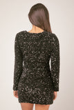 Total Glam Black Sequin Wrap Dress