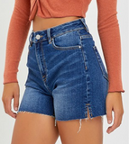 Side Slit Denim Shorts