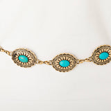 Floral Turquoise Concho Disc Chain Belt