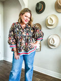 Vintage Chocolate Floral Top