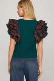Ruffled with Plaid Top