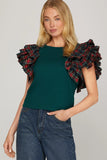Ruffled with Plaid Top