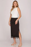 Black Satin + Lace Skirt