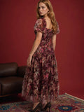 Fall Garden Party Dress - Merlot