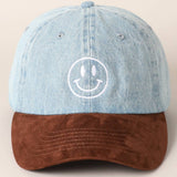 Happy Face Brown Suede + Denim Hat