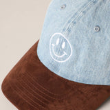 Happy Face Brown Suede + Denim Hat