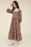 Chocolate Embroidered Midi Dress