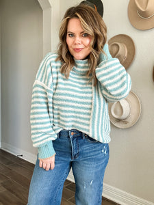 Sky Striped Fluffy Sweater