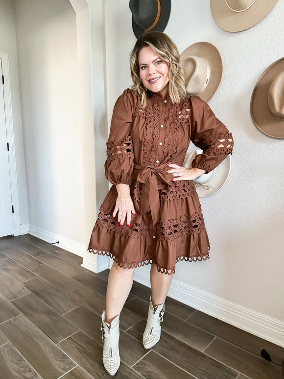 Laced Up Dress in Chocolate