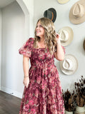 Fall Garden Party Dress - Merlot