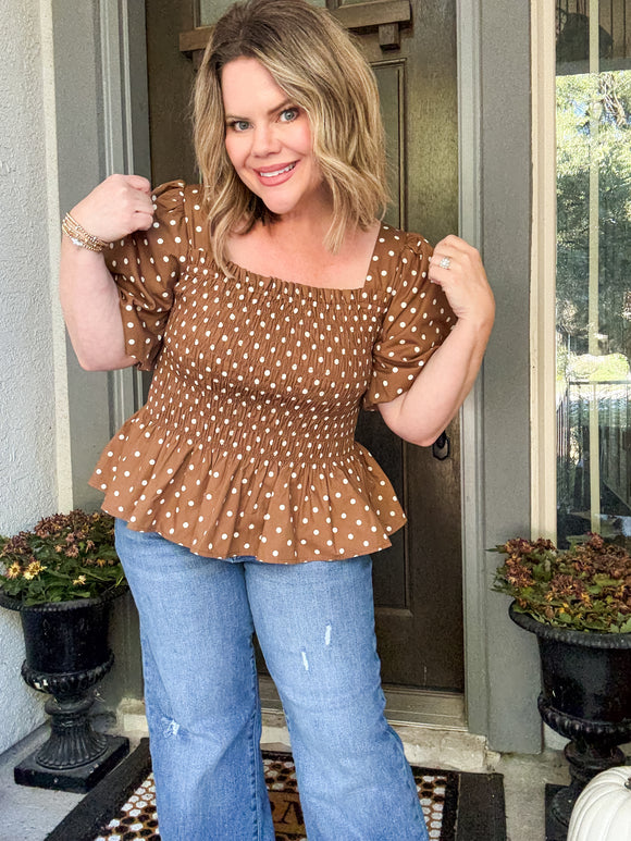 Chocolate Polka Dot Peplum