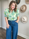 Chambray Wide Leg Trouser