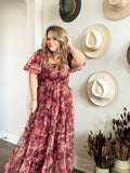 Fall Garden Party Dress - Merlot