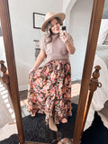 Brown Floral Fall Maxi Skirt