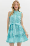 Laced Up Aqua Dress