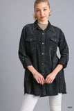 Long Denim Button Down in Ash