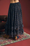Navy Floral Midi Skirt