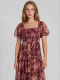 Fall Garden Party Dress - Merlot