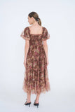 Fall Garden Party Dress - Brown