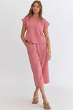 Textured Pant Set - Coral Pink