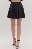 Midnight Sequin Tiered Mini Skirt