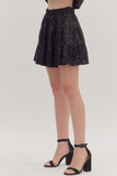 Midnight Sequin Tiered Mini Skirt