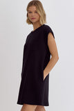 Textured Tee Dress - Black