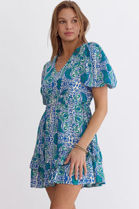 Green + Blue Paisley Dress