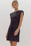 Classic Holiday Sequin Dress BLACK