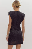 Classic Holiday Sequin Dress BLACK